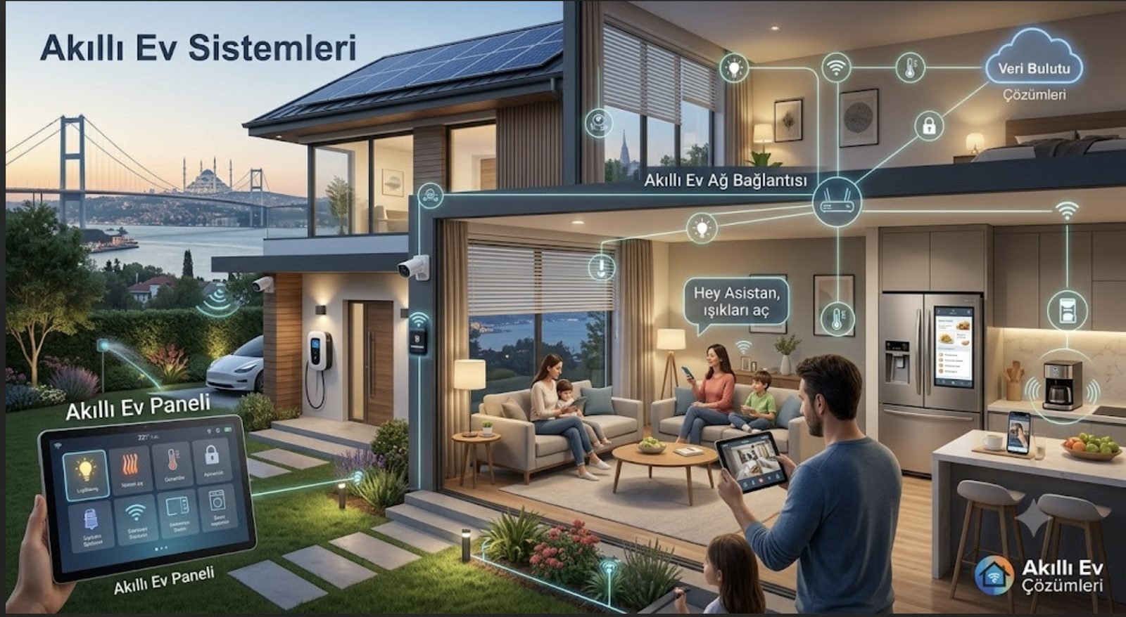Akıllı ev sistemleri: panelden aydınlatma, ısıtma ve güvenlik kontrolü